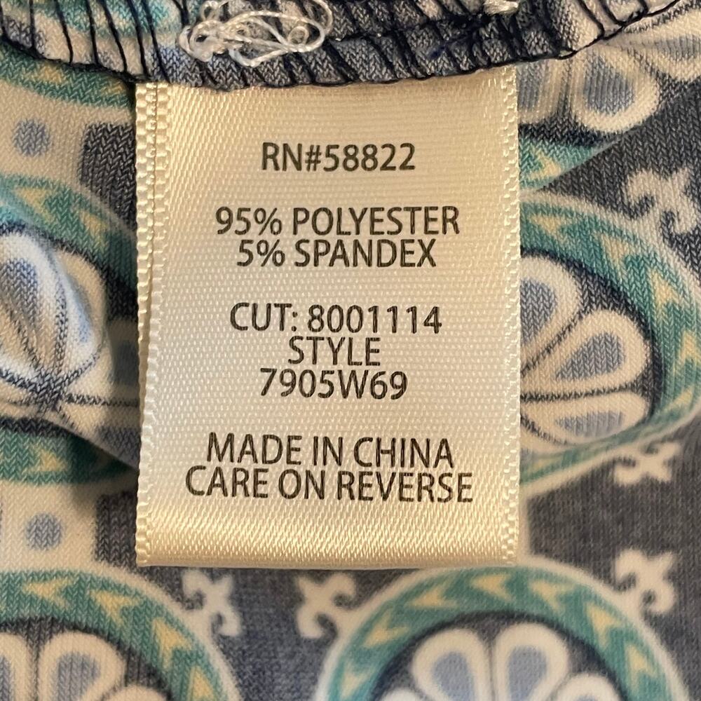 Max Studio Jersey Halter Dress Womens XL Blue Green Geo Print Sleeveless Midi - Picture 8 of 11